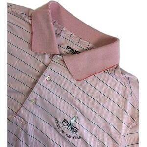 Ping Collection Performance  Short Sleeve Polo Size L Red Striped